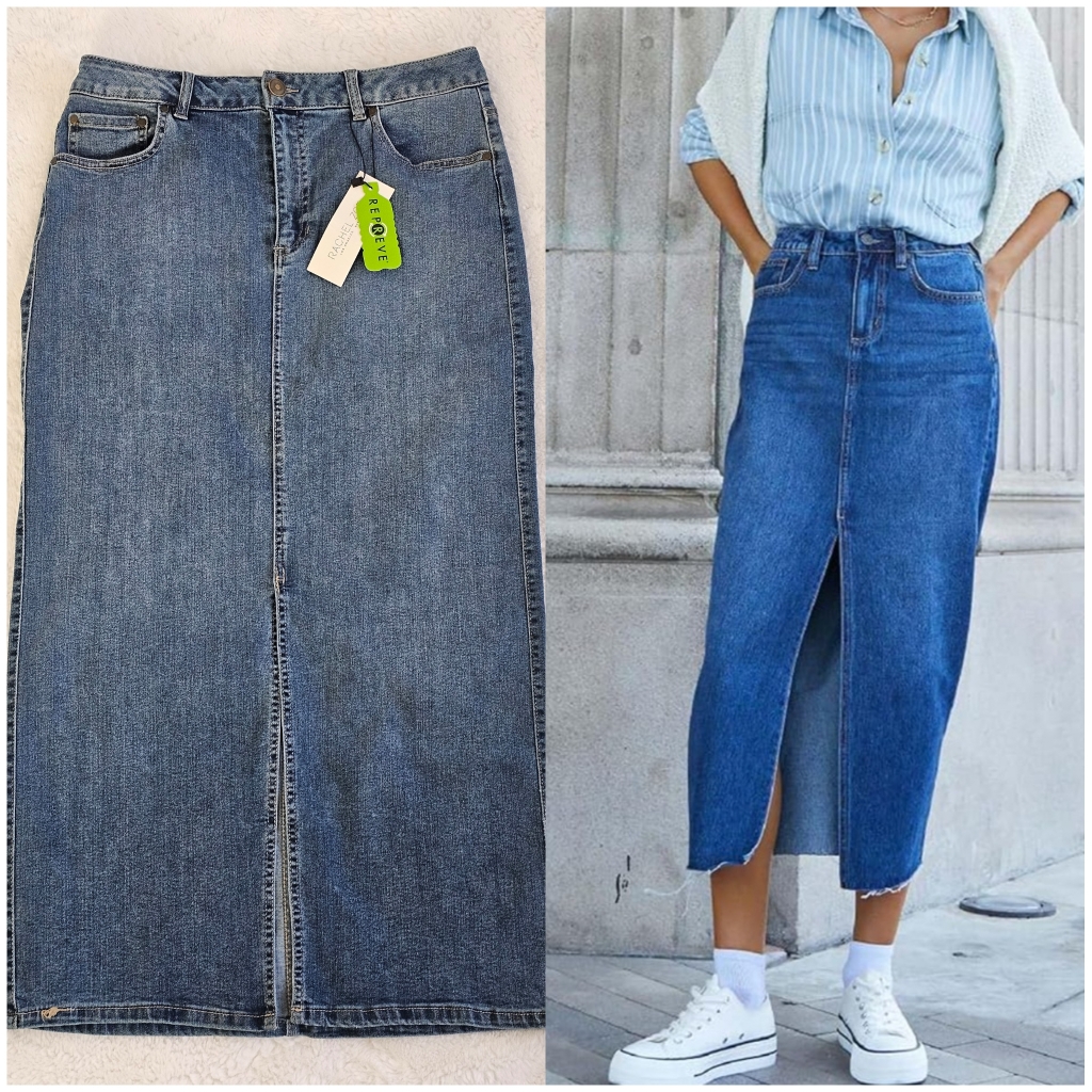 Nwt Rachel Zoe Denim High Rise Maxi Skirt Size 8